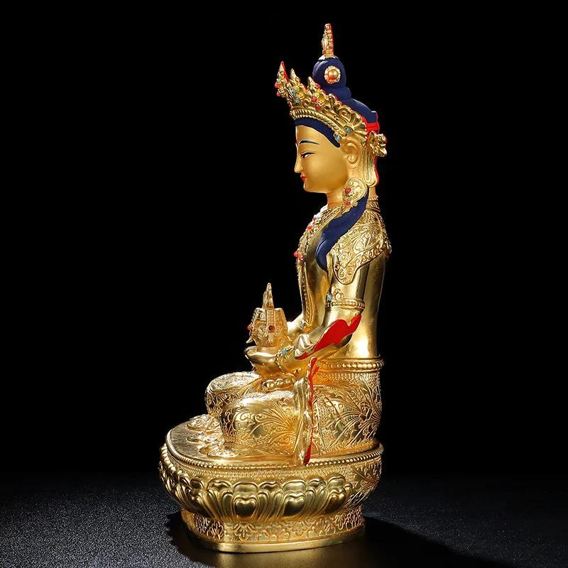 High grade Buddha figure - HOME family TOP efficacious Protection Tibetan Buddhism gold-plated Amitayus buddha statue-16CM