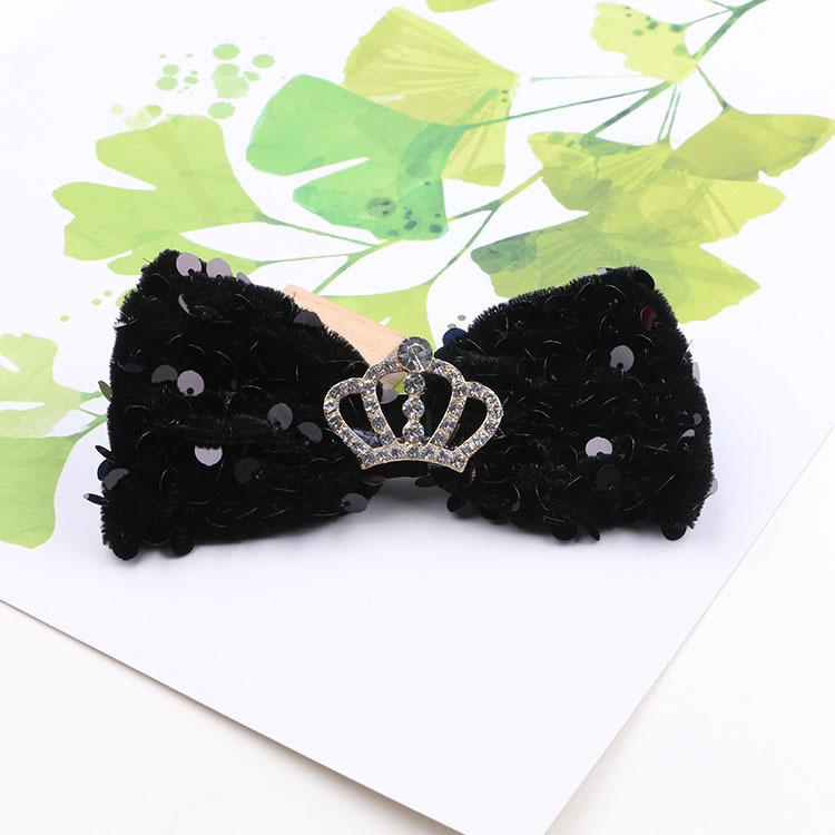 Korean Style Sequin Bow Hair Clip for Girls - Crown 3D Top Hairpin Accessory