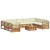 Outdoor Sofa Set 10 Pcs Natural & Cream Solid Acacia Wood