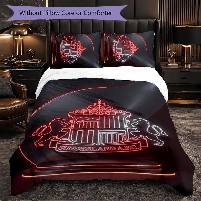 Set Biancheria da Letto a 3 Pezzi Sunderland Football Morbido Set Copripiumino con Federe Set Decorazione Camera da Letto per la Casa