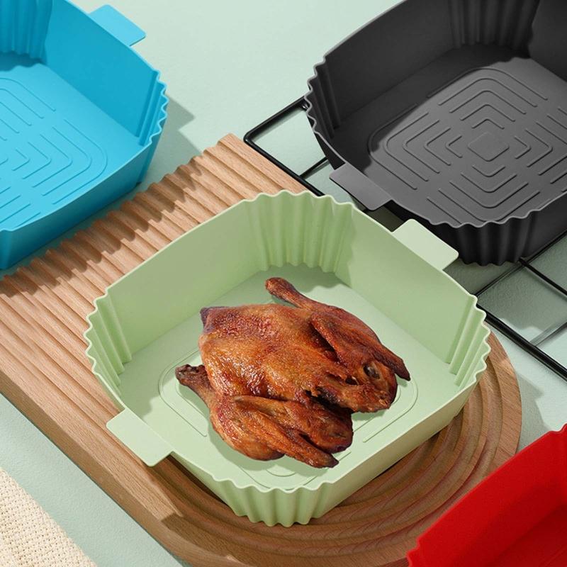 Square Air Fryer Liner Non-Stick Silicone Basket Reusable Air Fryer Accessories Silicone Material 4 Colors for Air Fryer