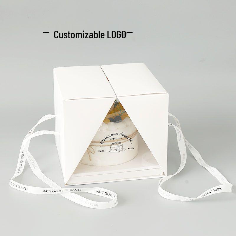 Premium Foldable Cake Box for 4/6/8 Inch Chiffon or Mousse Birthday Cakes, Gift and Transparent Packaging