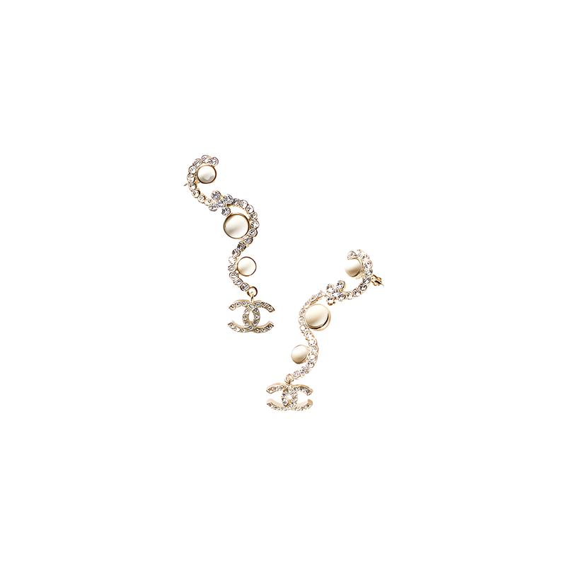 

CHANEL Double C Pendant Long Earrings Women s Silver срібний