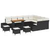 Ensemble de Canapés de Jardin 13 Pièces avec Coussins Noir Poly Rattan Acacia, Ensemble de salle à manger jardin Pièces 3362830