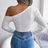 Women's Fashion Casual Open-shoulder Long Sleeve Midriff Sweater