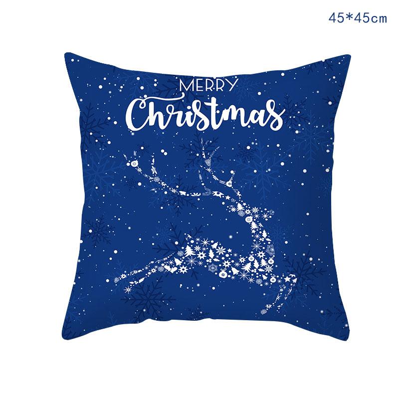 45Cm Blue Snow Winter Christmas Pillowcase Xmas Ornaments Sofa Pillow Cover Merry Christmas Decor Home Car Cushion Cover