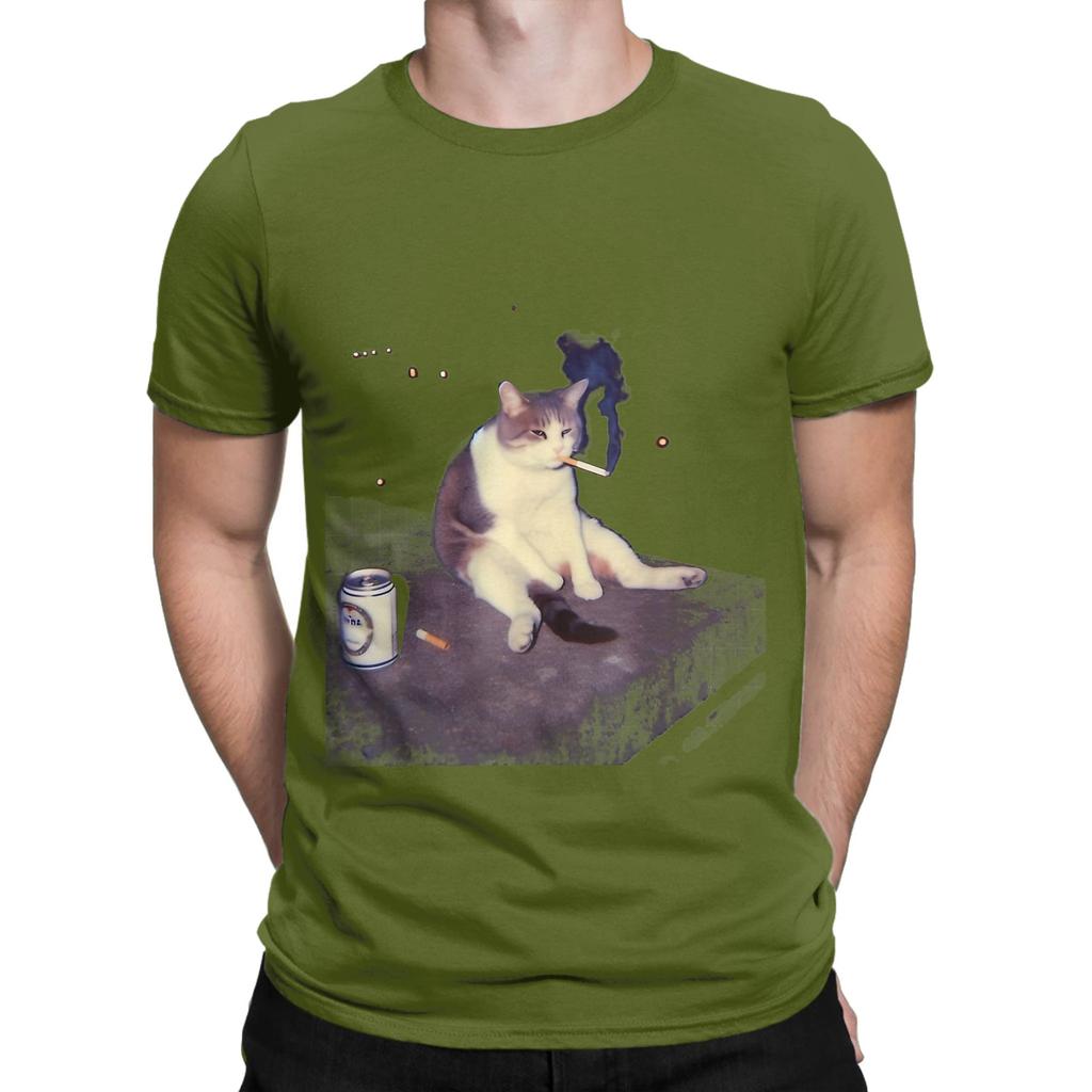 Smoking Meme Funny Cigarette Kitten Brainrot Tee Funny 100 Cotton TShirt Meme Tops Tees For Unisex