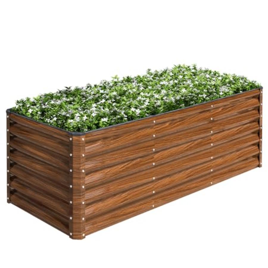 

6x2x2FT Galvanized Raised Garden Bed Kit Metal Planter Box for Planting Plants Vegetables Brown Durable Rust-Resistant Outdoor United States
