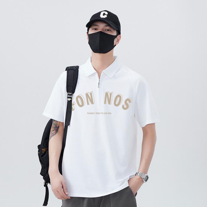 

Летний новый стиль футболка с полумолнией с коротким рукавом рубашка ПОЛО с лацканами простая короткая рубашка 3XL