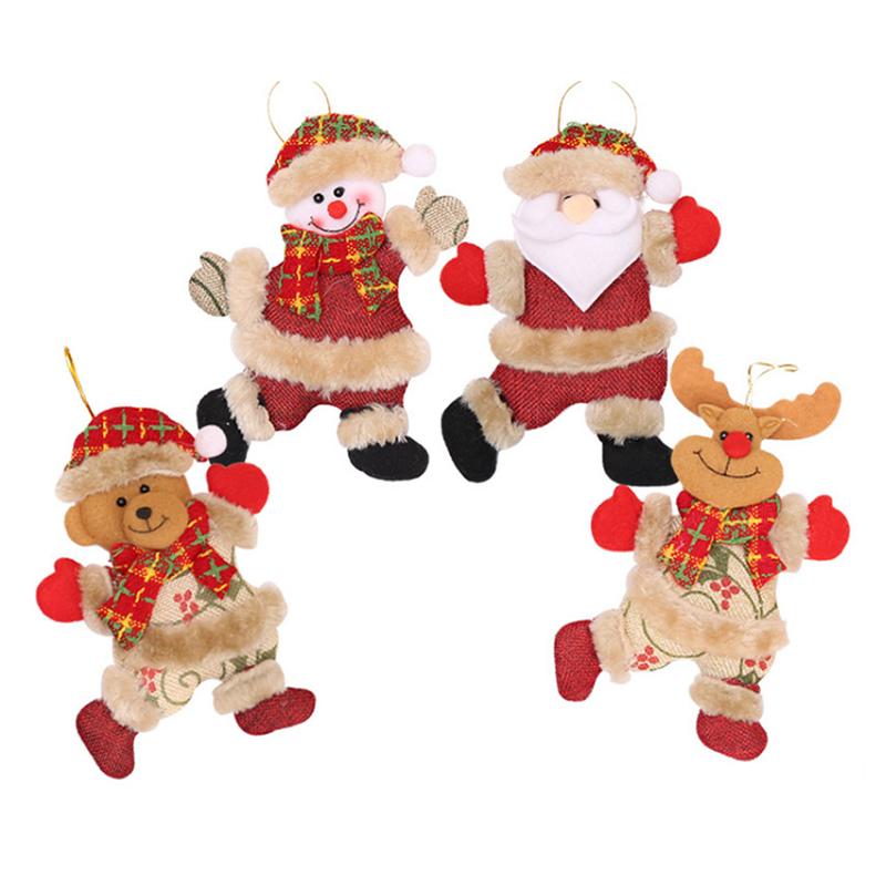 4pcs Christmas Tree Doll Pendant Santa Claus Snowman Elk Little Bear Party Dressing Xmas Decoration Accessory Pendant 2024