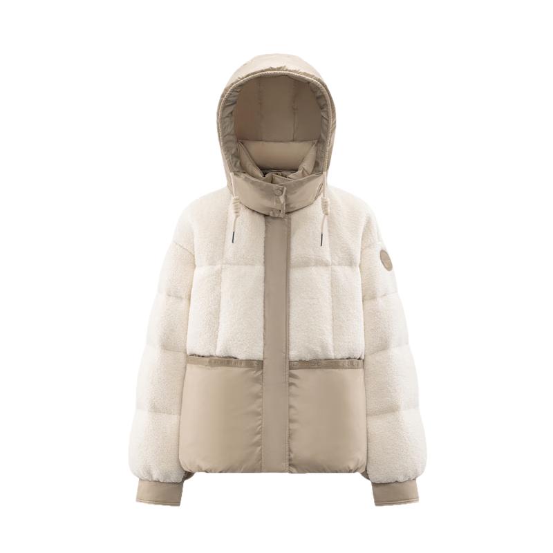 

Ailayiyi Women s Faux Lamb Wool Color-Block Hooded Down Jacket XL