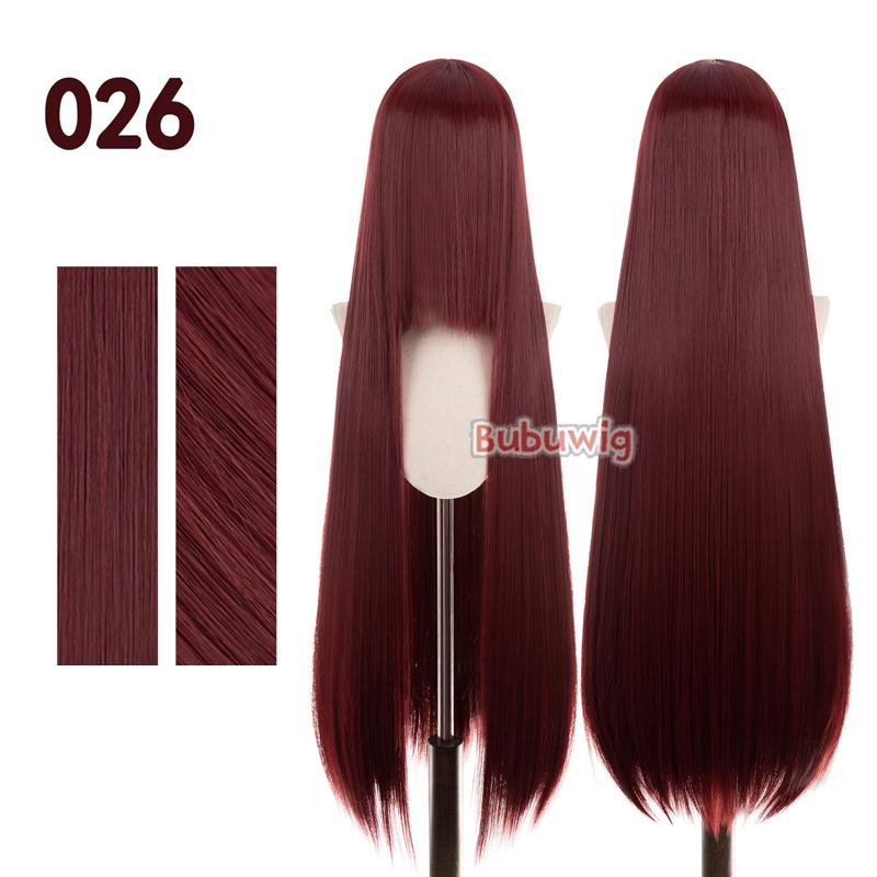 Bubuwig Synthetic Hair 100cm Long Straight Pure Color Cosplay Wigs Over 100 Colors Black White Red Blue Brown Wig Heat Resistant