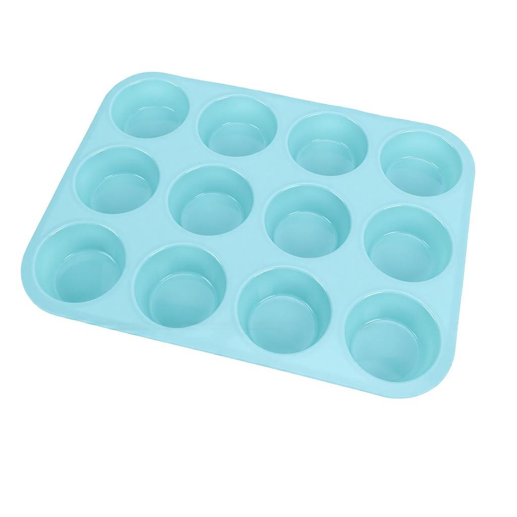 12 Cups Silicone Muffin Mold Nonstick Flexible Cupcake Liners Reusable Cake Mold for Baking