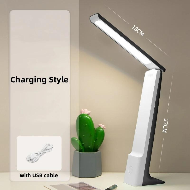 LED Folding Desk Lamp USB Charging Touch Control Dimmable Desktop Eye Protection Reading Study Office Bedroom Bedside Lamp