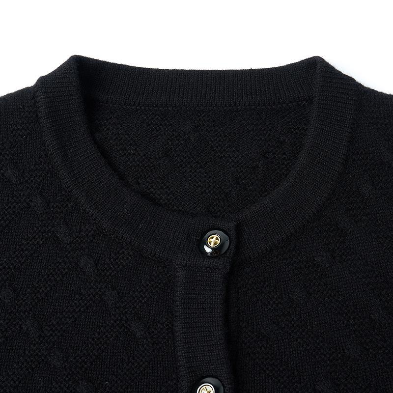 Northern Deer Light Luxury French Chic Wool Jacquard Round Neck Knit Cardigan Autumn 251202