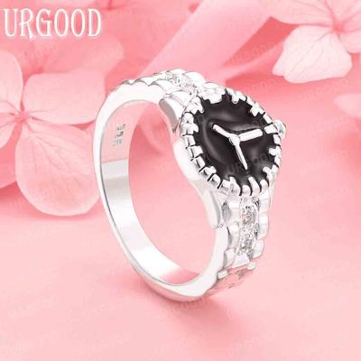 Joyería de Boda de Plata de Ley 925 Reloj de Moda Anillo