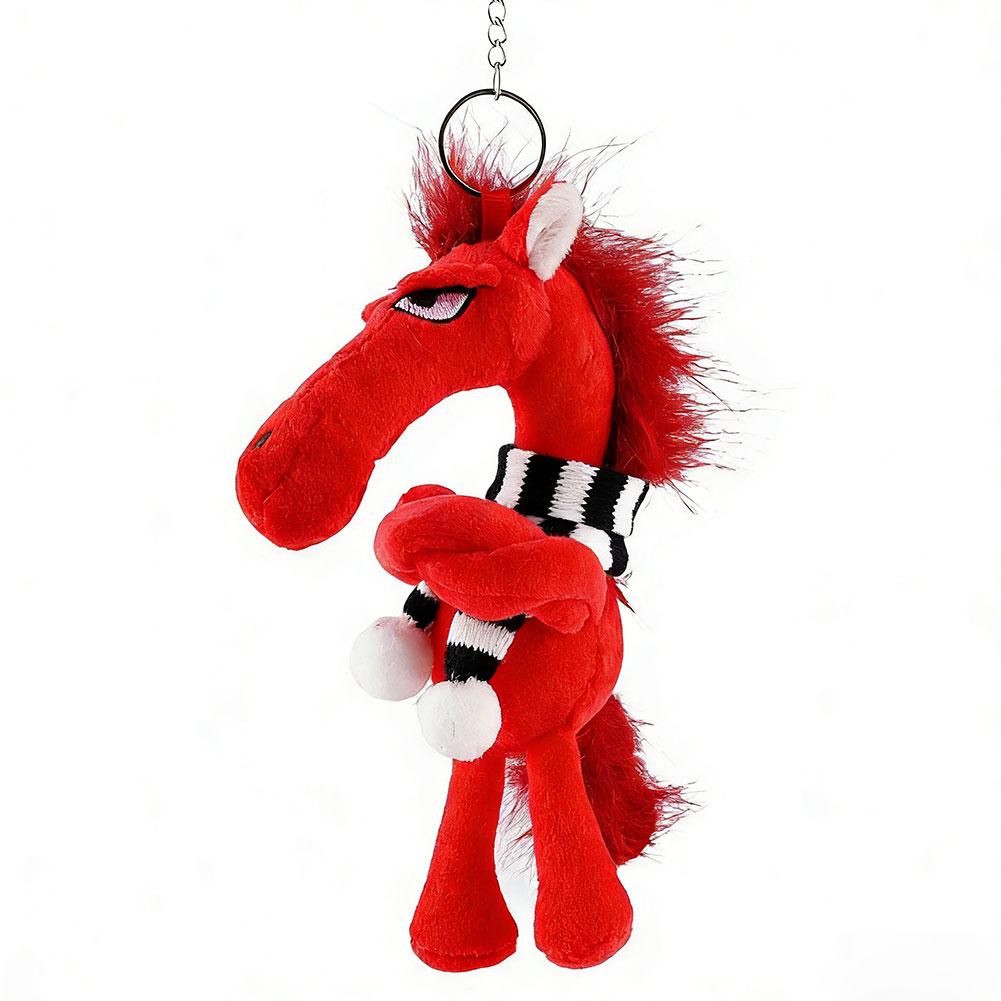 Lucky Black Horse Plush Keychain Animal Bag Charm Pendant Plush Arrogance Pony Keychain Kawaii Animal Plush Keychain Funny Toy
