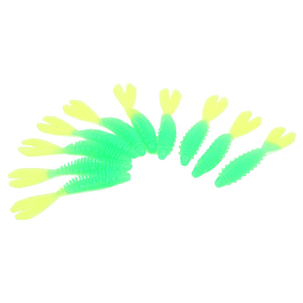 10Pcs Fishing Soft Lures Double Tails Design Soft Vivid Lifelike Appearance Spiral Stripe Fishing Lures for FishingD