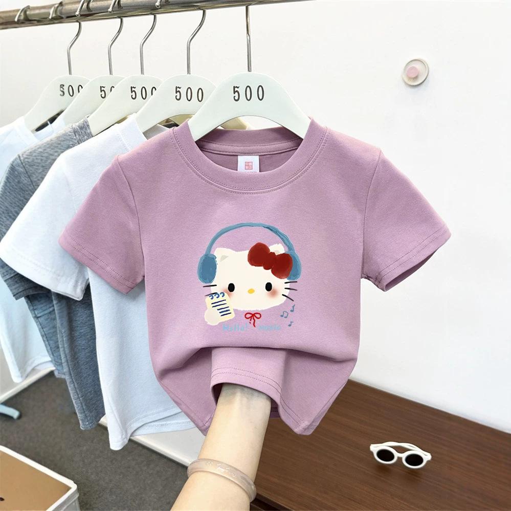 Kids Summer Cotton Cartoon T Shirt Loose Short Sleeve Round Neck Top For Boys And Girls