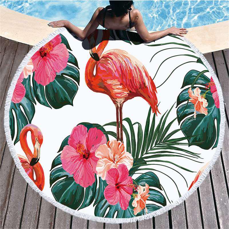 Seria Flamingi Ultra-Delikatne Włókno Ręcznik Plażowy i Mata Wewnętrzna/Zewnętrzna