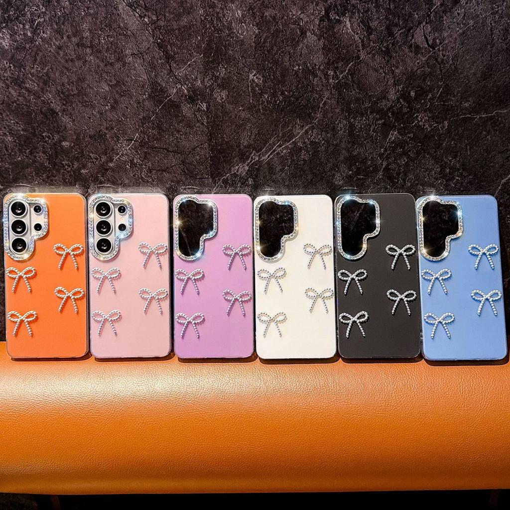Applicable To Samsung S26ultra Korean IMD Mobile Phone Case Electroplated Bow S26FE Star Diamond A27 Anti-drop Protection