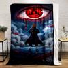 Red Eye & Mysterious Warrior Anime Design Flannel Blanket for Bedroom, Living Room, Sofa, and Nap Sofas