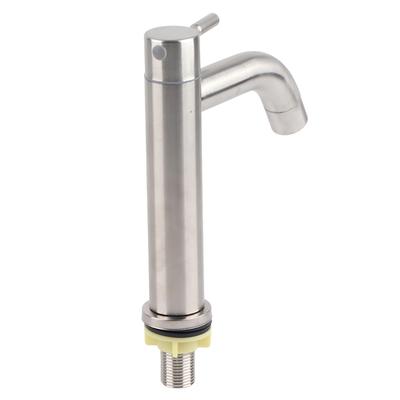 G1/2 Stainless Steel Brushed Single Cold Faucet Wash Basin Water Tap Bathroom AccessoryCylinder