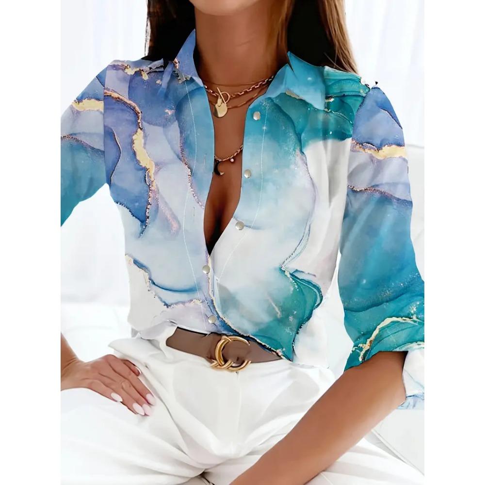 Women's Shirt Casual Loose Soft Comfortable Button Lapel Fashion Shirt Sun Shade Breathable Women's Slim Shirt Plus Size