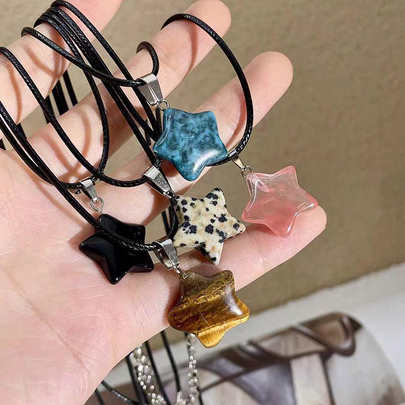 New Korean Fashion Star Pentagram Pendant Necklace for Women Men Black Rope Clavicle Chain Y2k Punk Hip-hop Party Jewelry Gift