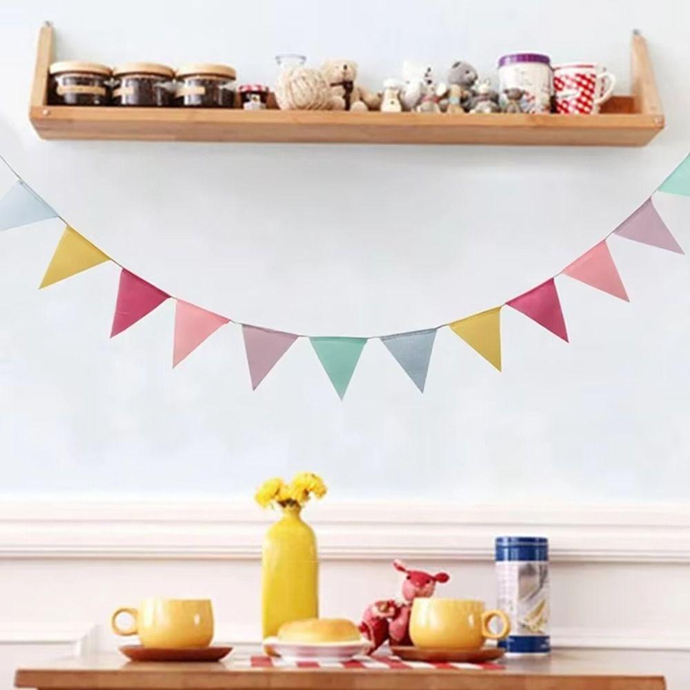 1Pcs 12 Flags Multicolor Triangles Flags Hanging Flags for Happy Birthday Party Wedding Decoration