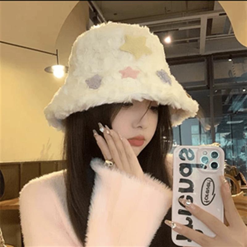 Women Thickened Warm Ear Protection Faux Fur Wide Brim Adjustable Fisherman Bucket Hat