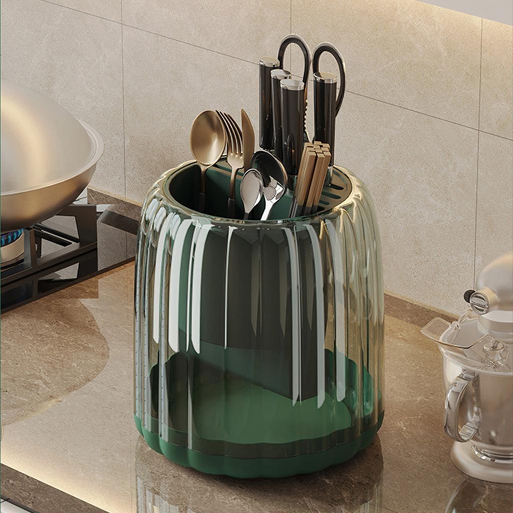 Rotating Utensil Holder Multifunction 360 Degree Space Saving Strong Plastic Knife Holder for Kitchen Home