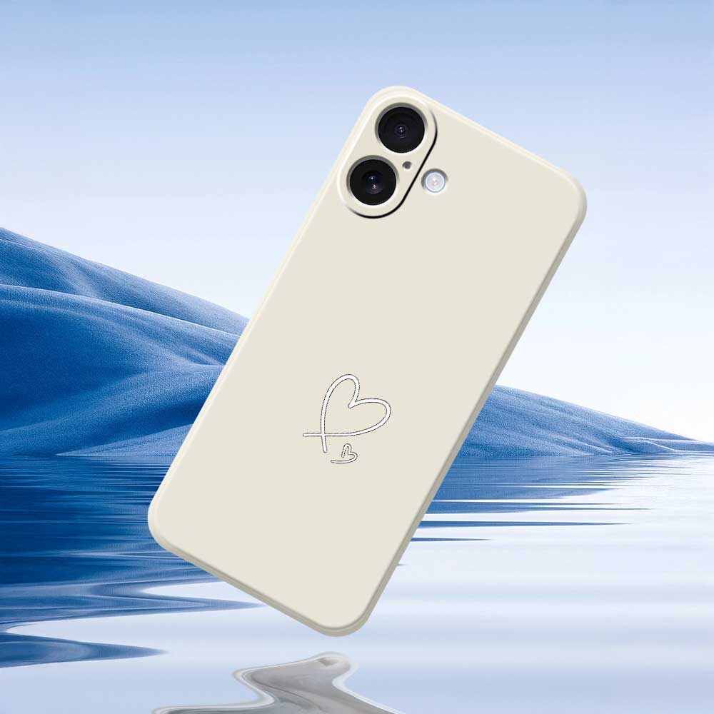 For iPhone 17 Case White Love Pattern Printing Straight Edge TPU Phone Back Cover