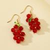 Red Berry Cluster Drop Earrings Fruit Inspired Dangle Earrings Gold Tone Hook Earrings for Women