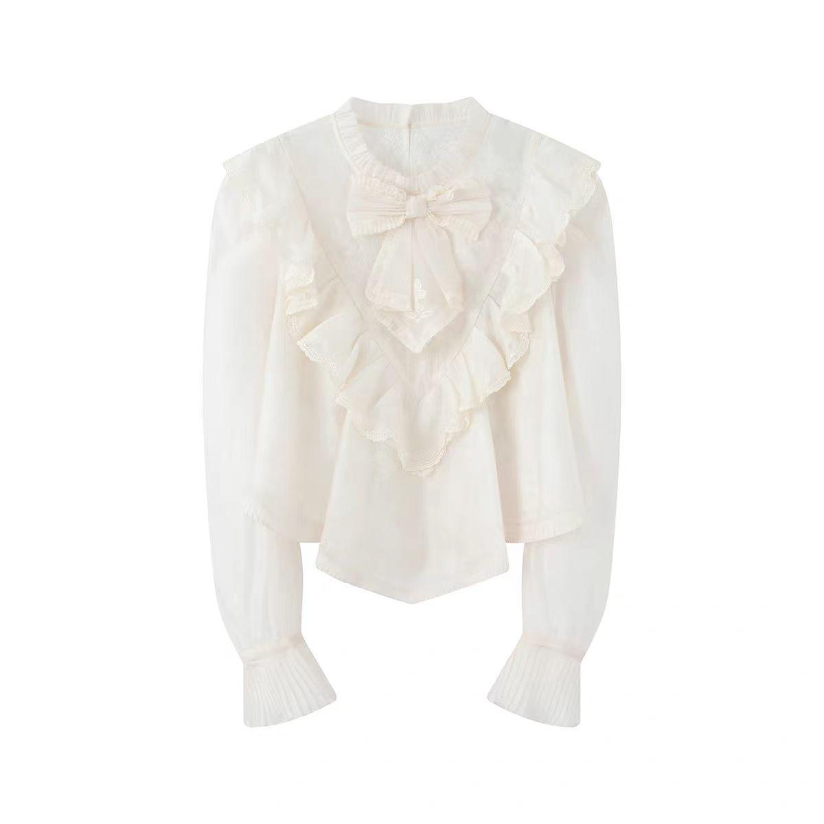 

В наличии: Зимний топ из органзы с рюшами и милым бантом, 2025 Medium белый