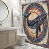 Whimsical Whale Shower Curtain - Intricate Tribal Art & Ocean Life Theme for Bathroom Decor,Adds Creativity and Cultural Charm