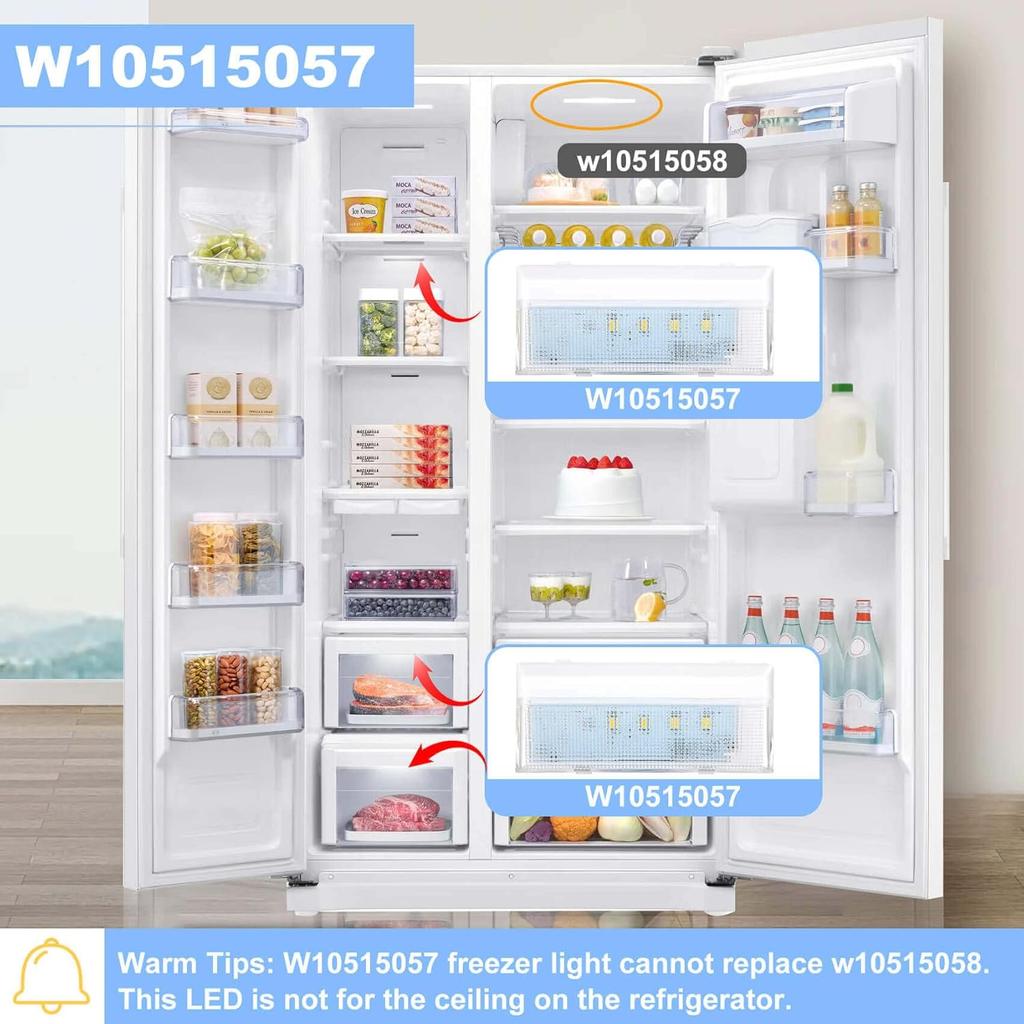 W10515057 Refrigerator LED Light Compatible with Whirlpool WRS325FDAM04 Light, WPW10515057 Light for Kenmore, Maytag Freezer, Replaces WPW10515057