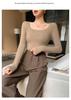 Women's Slim Fit Solid Color Cashmere Sweater - Soft, Round Neck, Seamless Knit Base Layer