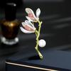 Versatile Elegant Magnolia Floral Brooch Metal Pin Closure For Formal Casual Wear Secured Attachment Design Collar Pin