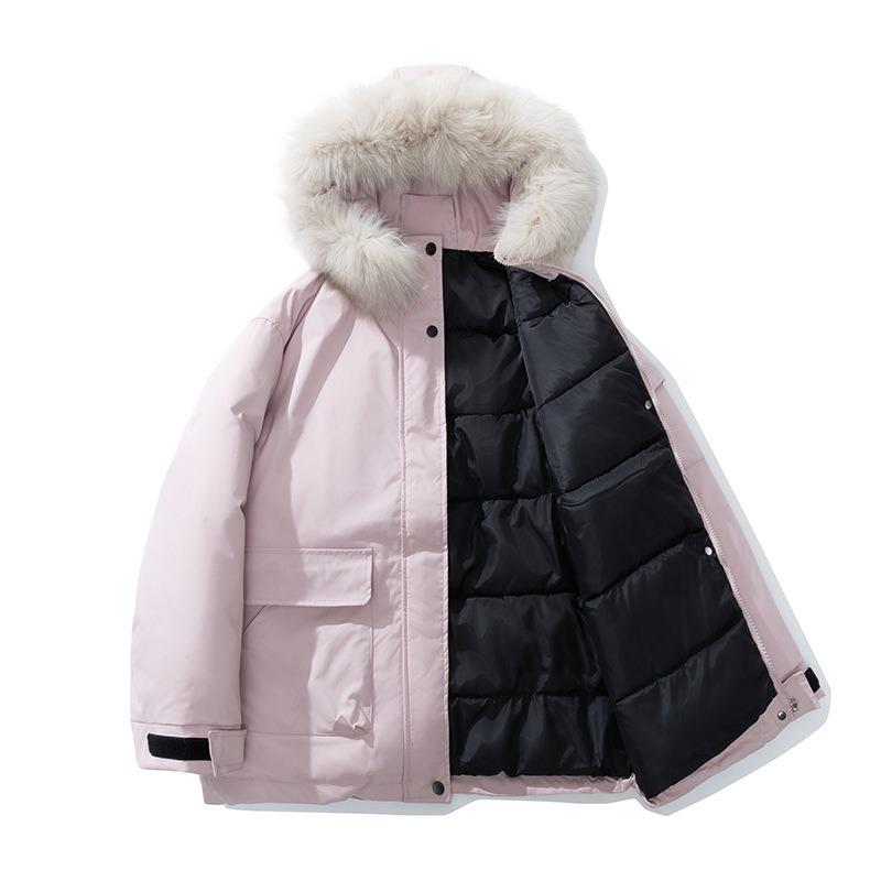 Tooling down cotton cotton jacket women's winter new short hooded big fur collar outdoor pie overcome coat