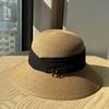 New French Straw Hat Women's Summer Seaside Sun Hat Beach Vacation Basin Hat Shade