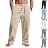 Pantalon d'été en lin pour homme, style européen et américain - Respirant, décontracté, ample, jambe large, coupe droite.