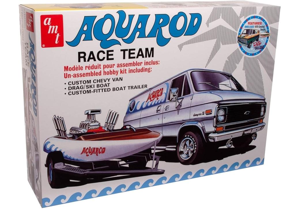 PLATZ AMT Scale 1975 Chevy Van Aqualod Race Team with Race Boat and Plastic Model Kit AMT1338 1/25 Trailer,