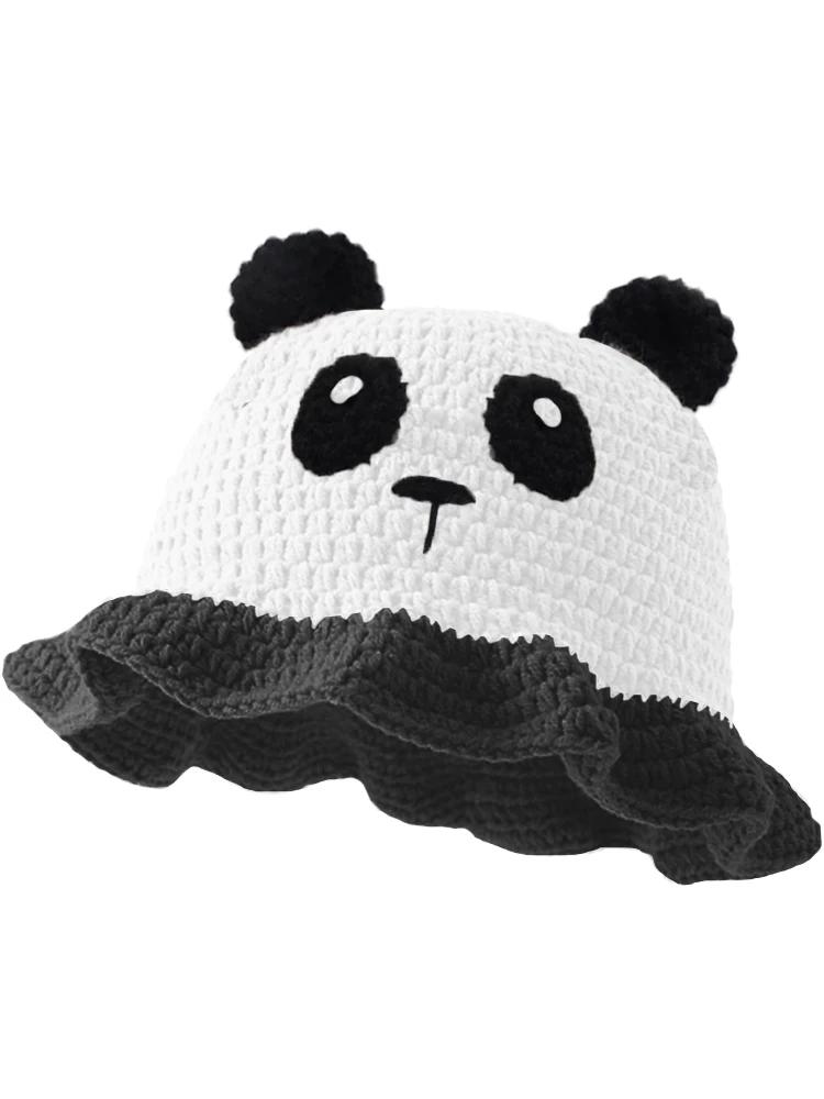 Neutrální ručně háčkovaná pletená čepice s roztomilýma ušima v hip rybářském stylu na párty s volánky hip-hop cosplay