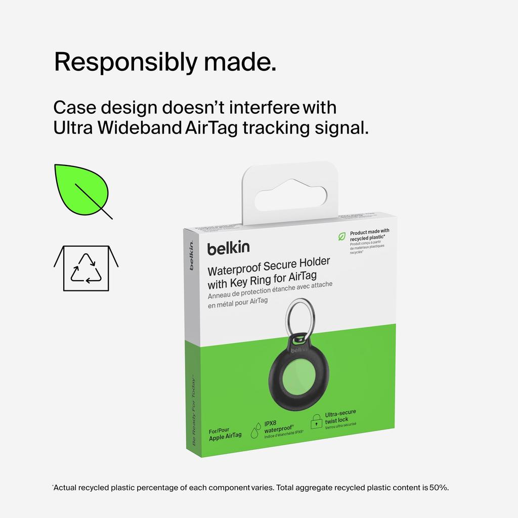 Wodoodporny uchwyt Belkin Secure do Apple AirTag z brelokiem Trwałe etui AirTag odporne na zarysowania