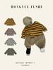 Korean Kids' Unisex Striped Cotton T-Shirt - Spring/Autumn Casual Round Neck