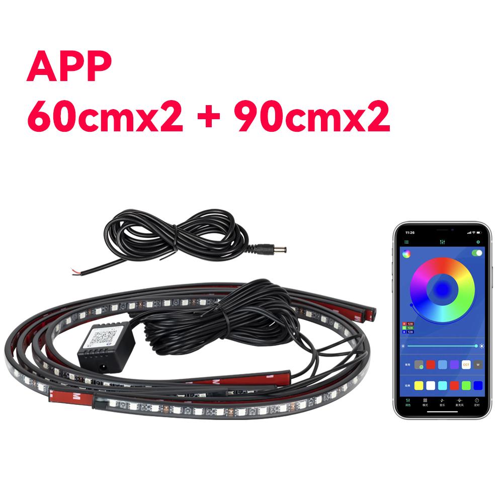Car Charssis Flexible LED Strip Light LED Underbody Remote /APP Control RGB Neon Lights Ambient Atmosphere Auto Decorative Lamp