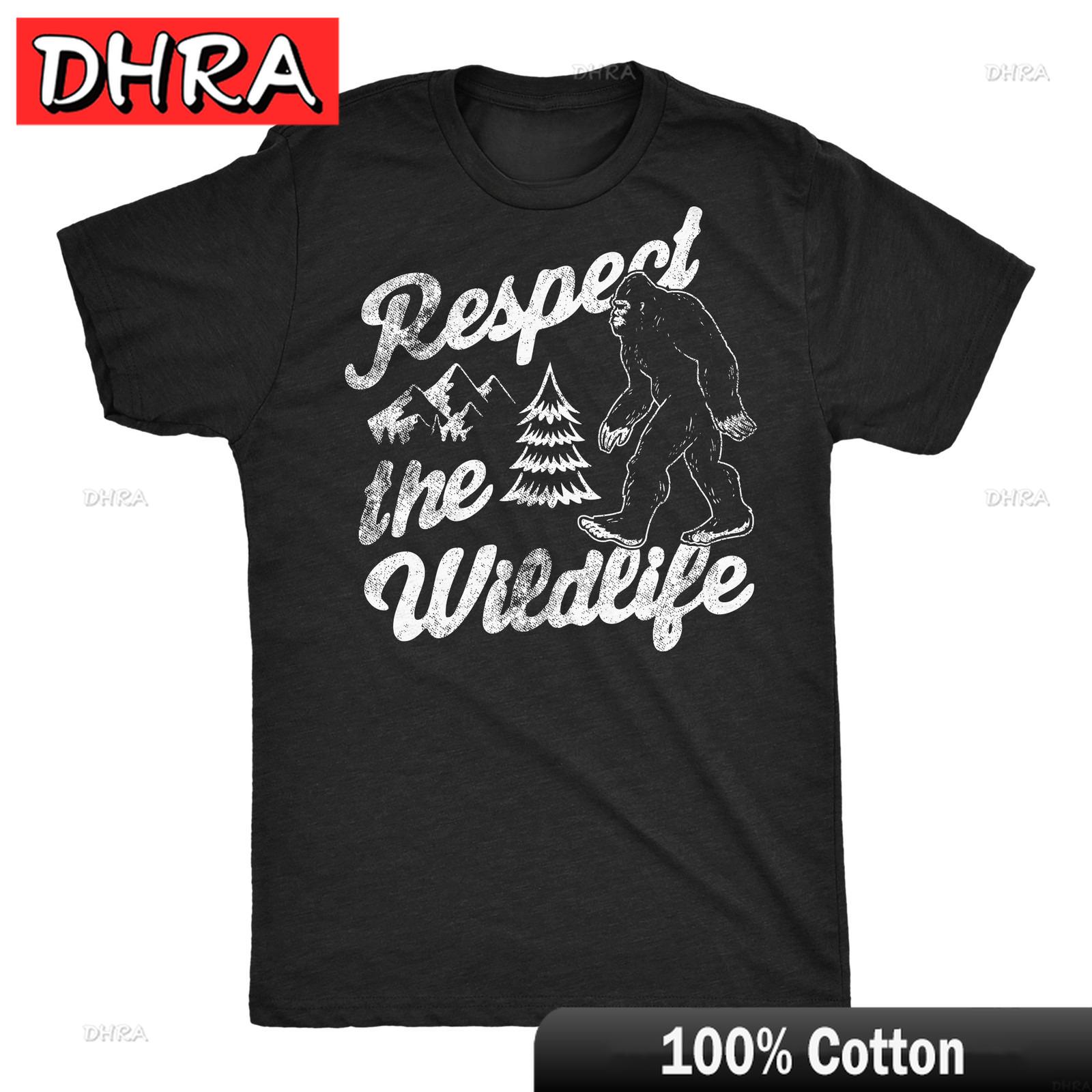 Unisexs Funny T Shirts Respect The Wildlife Sarcastic Bigfoot Sasquatch Graphic for Vacation Cotton Tee Urban Stylish Casual Y2K S