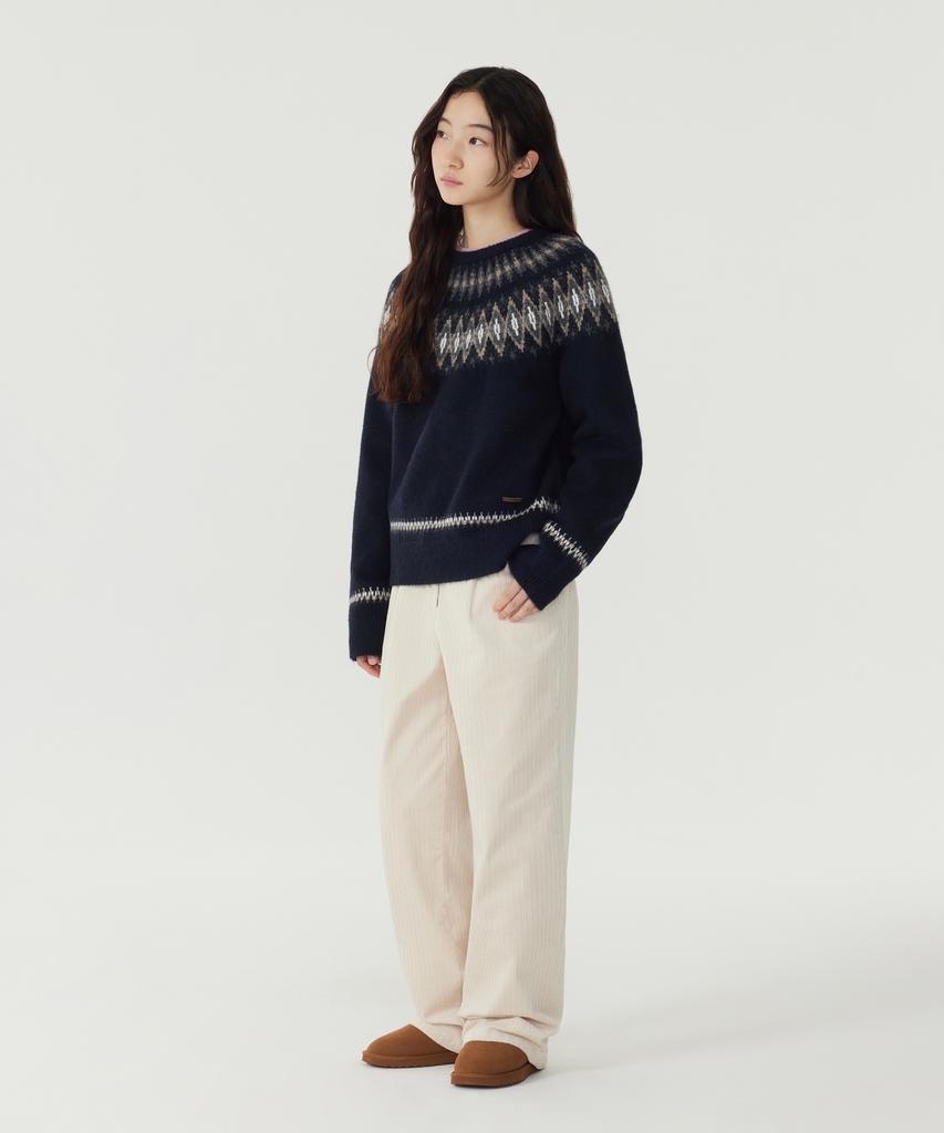 COVERNAT WOMAN Maglione Norvegese a Maglia Blu Scuro