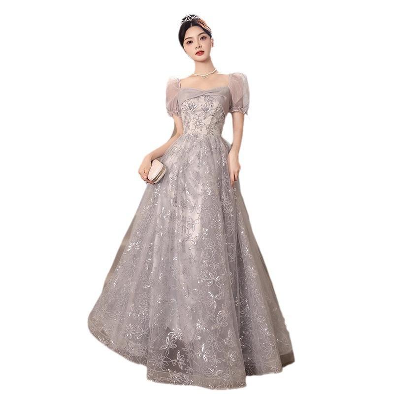 Banquet Evening Dress High-end Host Dress Light Luxury Bar Mitzvah Company Banquet French Art Exam Princess Dress Autumn